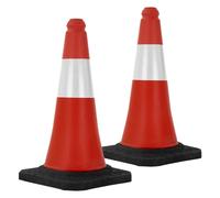 2x Cône de signalisation routière rouge/blanc en PVC 51cm bandes réfléchissantes