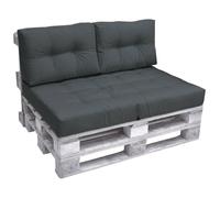 2X Coussin pour palette Outdoor Coussin dorsal ECO, 60x40cm, Gris graphite