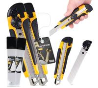 2x Couteau Tapis 18 mm Cutter Couteau À Paquet Carton Feuille Lame Métallique À Film Universel Professionnel Multi-Usage Multifonctionnel Précision Avec 22x Lame