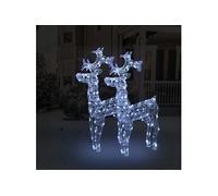 2x Décorations de Noël de Renne Ornement de Noël Rennes Lumineux Décoration de Fête Maison Intérieur 60x16x100 cm Acrylique