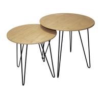 2x Design tables basses de canapé en meuble MDF meubles de salle de séjour brun tour noir Noor 77153