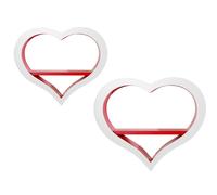2x étagère murale salon, 1 compartiment en forme de cœur, étagère décorative, rangement romantique, capacité de charge jusqu'à 5 kg, bois, blanc rouge, LxlxH 45x8,5x38 cm