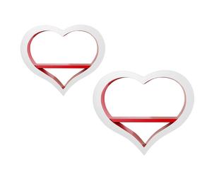 2x étagère murale salon, 1 compartiment en forme de cœur, étagère décorative, rangement romantique, capacité de charge jusqu'à 5 kg, bois, blanc rouge, LxlxH 45x8,5x38 cm
