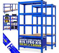 Monzana® 2X Étagères Charge Lourde Bleu 5 Niveaux 180x90x40cm Étagère métallique Max 875kg Rangement Garage Atelier