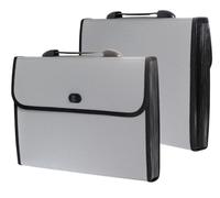 2X Extensible Chemise Trieur A4 Documents, avec poignée, 13 poches File Folder, Trieur à Soufflets Classeur Rangement Papier, PP accordéon Porte-documents type Boîtier Chemise, Gris, TKD8001-2X