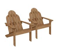 ECD Germany 2x Chaise de Jardin Adirondack, en Bois Massif Sapin, 92,5x70x89cm, Marron, avec Dossier et Accoudoirs, Résistante aux Intempéries, Fauteuil Ergonomique de Relaxation pour Balcon, Terrasse