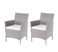 2x Fauteuil De Jardin Halden En Polyrotin Gris, Coussin Couleur Crème Gris