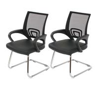 2x fauteuils chaises de bureau sans roulettes chaise de conference visiteur en synthetique et maille noir 04_0000180