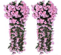2x Glycines Artificielles 80cm Décoration Jardin Suspendue(Pink)