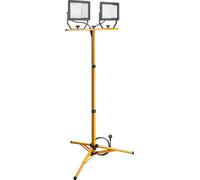 2x Goobay 49984 Projecteur de chantier à LED avec pied télescopique, 2x 50 W, noir-jaune, 2.5 m - avec un total de 8500 lm et une lumière blanche froide (6500 K), adapté à une utilisation intérieure e