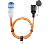 2x Goobay 76224 Câble adaptateur CEE, prise CEE sur prise femelle à contact de protection, 5 m, 5 m, orange - Câble de camping pour l'extérieur, 16 A / 230 V