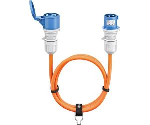 2x Goobay 76228 Rallonge CEE, prise CEE sur prise CEE femelle, 5 m, 5 m, orange - Câble de camping pour l'extérieur, 16 A / 230 V