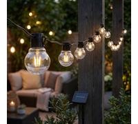 2x LED Chaîne d'éclairage extérieur Lampe de jardin solaire Noir corde de chanvre L 460 cm