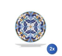 2x H&H Assiettes Rondes en Mélamine Décorées 41x3 cm