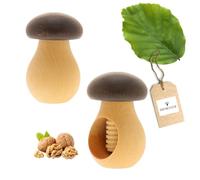 2x HOFMEISTER® Casse-noix Champignon en Bois Cadeau - Idéal pour Enfants & Seniors, Facile à Utiliser, Coquille Reste dans le Champignon, Noël, Nicolas Lutin en Hêtre, 10 cm