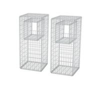 Jardinière/Poteau De Panier Gabion 2 Pcs Acier 50x50x120 Cm