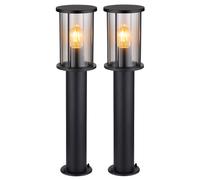 2x Lampadaire Extérieur IP54 Rond Noir Inox H 60 cm