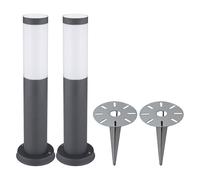 2x lampadaires extérieurs pour prise de jardin, projecteurs en acier inoxydable pour chemin d'accès dans la cour, lampes à base de piquet de sol anthracite