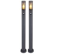 2x lampe d'allée détecteur de mouvement Borne d'éclairage Lampes de jardin fumées H 110cm