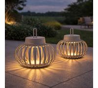 2x Lampe De Table LED GABBIA Touch Dimmable Batterie IP44 Sable