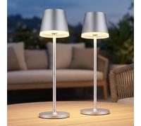 2x Lampe De Table Solaire Extérieure LED IP44 Verstellable Argent H 41 Cm