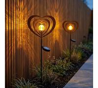 2x lampe solaire lampe de jardin lampe extérieure métal couleur rouille LED boule de verre H 82 cm