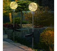 2x Lampe Solaire LED Boule Lampe à Piquer Extérieur Terrasse