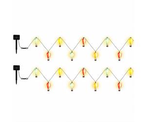 2x Lampe solaire LED Guirlande lumineuse Ballons à air chaud Lampe d'extérieur Décoration de jardin résistante aux intempéries, plastique, 9x LED blanc chaud, L 390 cm