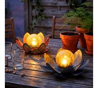 Lotus Jardin Lampe Solaire LED Lumière Extérieure Lampe de Balcon Or 2er Set