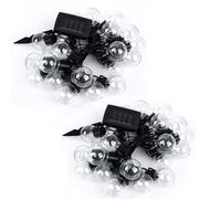 2x LED Chaîne d'éclairage extérieur Lampe de jardin solaire Noir corde de chanvre L 460 cm