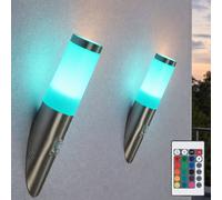 2x applique murale avec détecteur de mouvement applique murale moderne torche murale jardin, télécommande dimmable, LED RVB, DxH 7,6x41 cm
