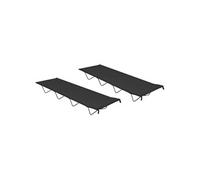 2x Lits de Camping Chaises Longues Pliable Randonnée Plage Jardin Plage Terrasse Patio Extérieur 180x60x19 cm Tissu Oxford et Acier Noir