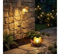 Lampe Solaire de Jardin Lampe D'Extérieur LED Pointe Fleur Lotus Vert Or 2er Set [EEK: Nicht bewertet]