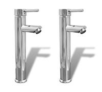 vidaXL Robinet de salle de bain mélangeur 2 pcs. Chrome