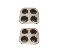 2X Moule à Gâteau en Forme de Canele à 4 Cavités, Plat de Cuisson en Canele Antiadhésif pour Four, Moule à Canele en Acier au Carbone, Outil de
