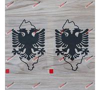 2X Noir 12,7 cm Albanie Aigle Carte Contour Autocollant Albanais Vinyle Voiture Découpe sans fond Style b