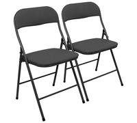 2x Noir Tissu Rembourré Chaise Pliante en Métals Pliable Bureau Chaise