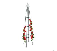 2x obélisques de jardin pour roses, sur pied, tuteur plantes grimpantes, colonne, métal, HLP 192 x 35 x 35 cm, vert