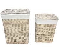 2x Panier à linge Modern Grey Osier Couvercle Tissu