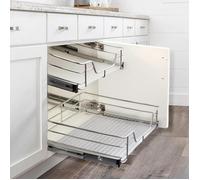 2x Panier Tiroir Coulissant pour Placard de Cuisine 56cm VIVOLILV,Organisateur de rangemen Acier Chromé,Rails Inclus,Capacité 25kg