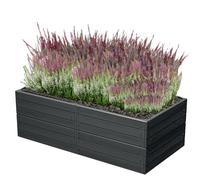 2X Parterre de fleurs de jardin, parterre surélevé, jardinière Anthracite, imitation bois 149,2x75,6x50 cm-Parfaite pour planter des fleurs, faire pousser des plantes et des herbes aromatiques