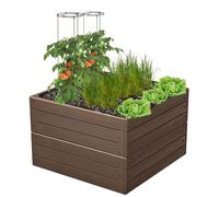 2X Parterre de fleurs de jardin, Parterre surélevé, Jardinière brune, imitation bois 75,6x75,6x50 cm- Parfait pour planter des fleurs, faire pousser des plantes et des herbes aromatiques