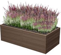 2X Parterre de fleurs de jardin, parterre surélevé, jardinière marron, imitation bois 149,2x75,6x50 cm-Parfaite pour planter des fleurs, faire pousser des plantes et des herbes aromatiques