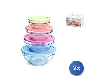 2x Pasabahce Set Récipients Frigo en Verre 4 pcs Tondo Snack