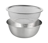 2x Passoire avec Bol Inox,Set Passoire de Cuisine avec Bols à Mélanger Saladier,2 en 1 Panier de Vidange en Mailles Fines,Tamis de Cuisine Filtre pour Égoutter Légumes Fruits Riz Pâtes Salades,18CM