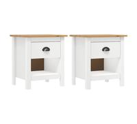 Vidaxl Tables De Chevet 2 Pcs Hill 46x35x49,5 Cm Bois De Pin Solide Multicolore