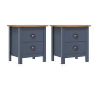2x Pin Solide Tables de Chevet Gris Table de Nuit Armoire Rangement vidaXL