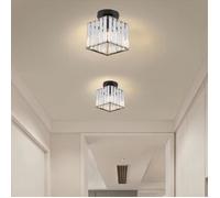 2x Plafonnier LED en Cristal Moderne MOGOD - E27 Lustre Lampe Plafonde Carré Ø14cm*16cm Noir, Luminaire pour Couloir Salon Entrée