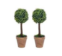 vidaXL Plantes de buis artificiel 2 pcs avec pots Boule Vert 33 cm