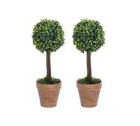 vidaXL Plantes de buis artificiel 2 pcs avec pots Boule Vert 41 cm